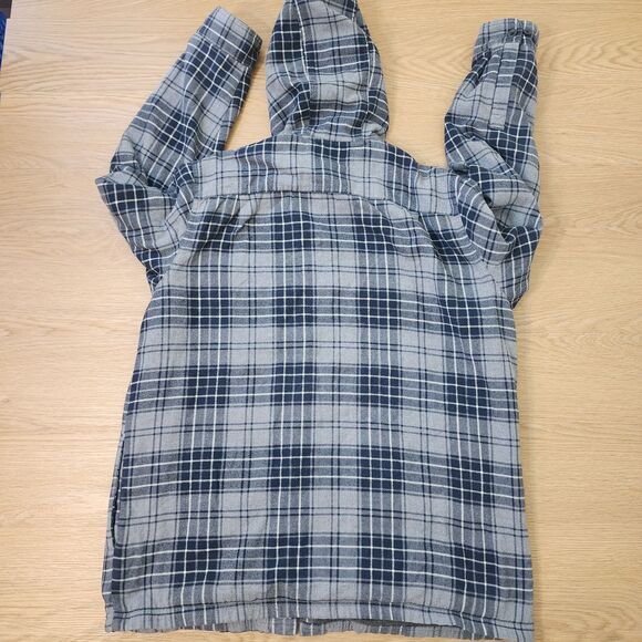 LL Bean Fleece Lined Flannel Shacket Mens L REG Traditional Fit Blue Plaid - Picture 10 of 14